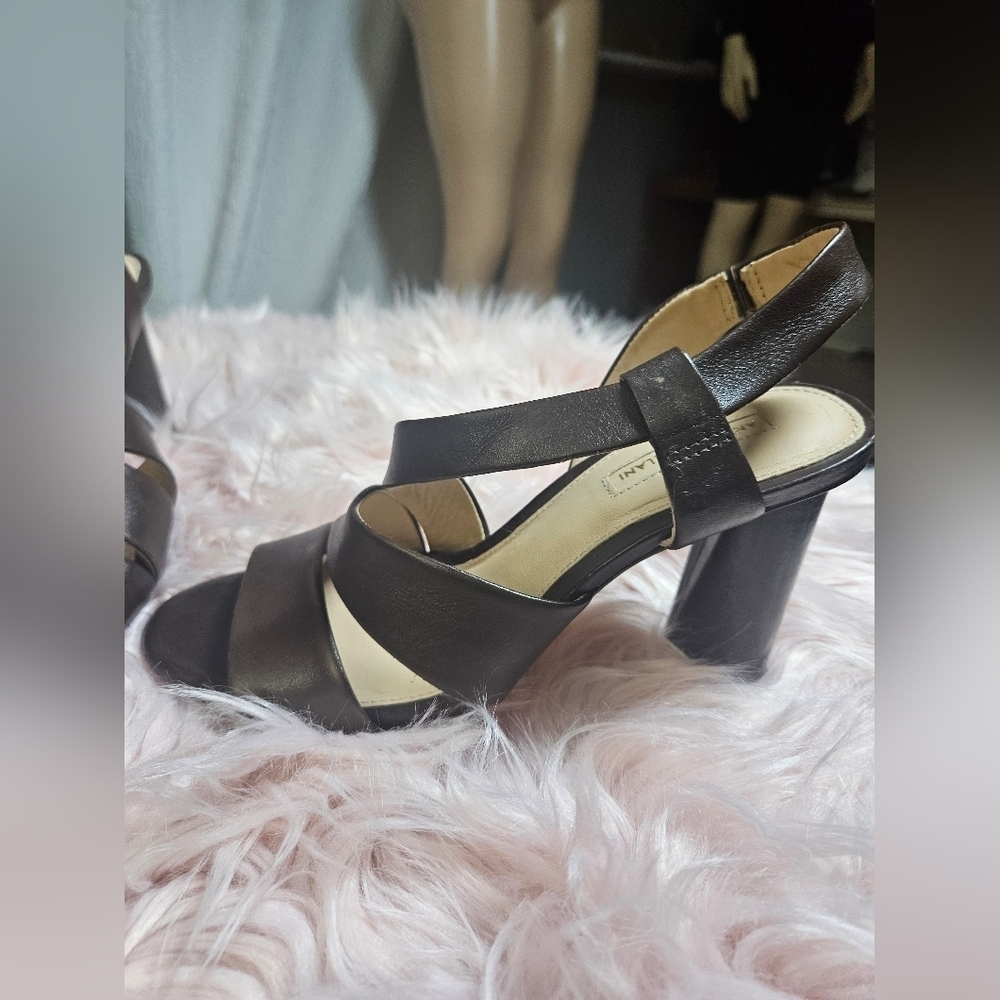 ANTONIO MELANI Black Stiletto Heels with Ankle Strap
